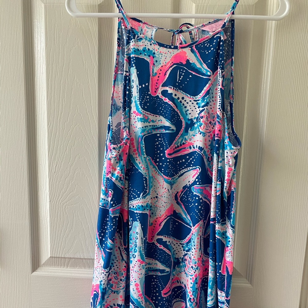 Lilly Pulitzer Navy, Pink & White Starfish Print Sleeveless Dress